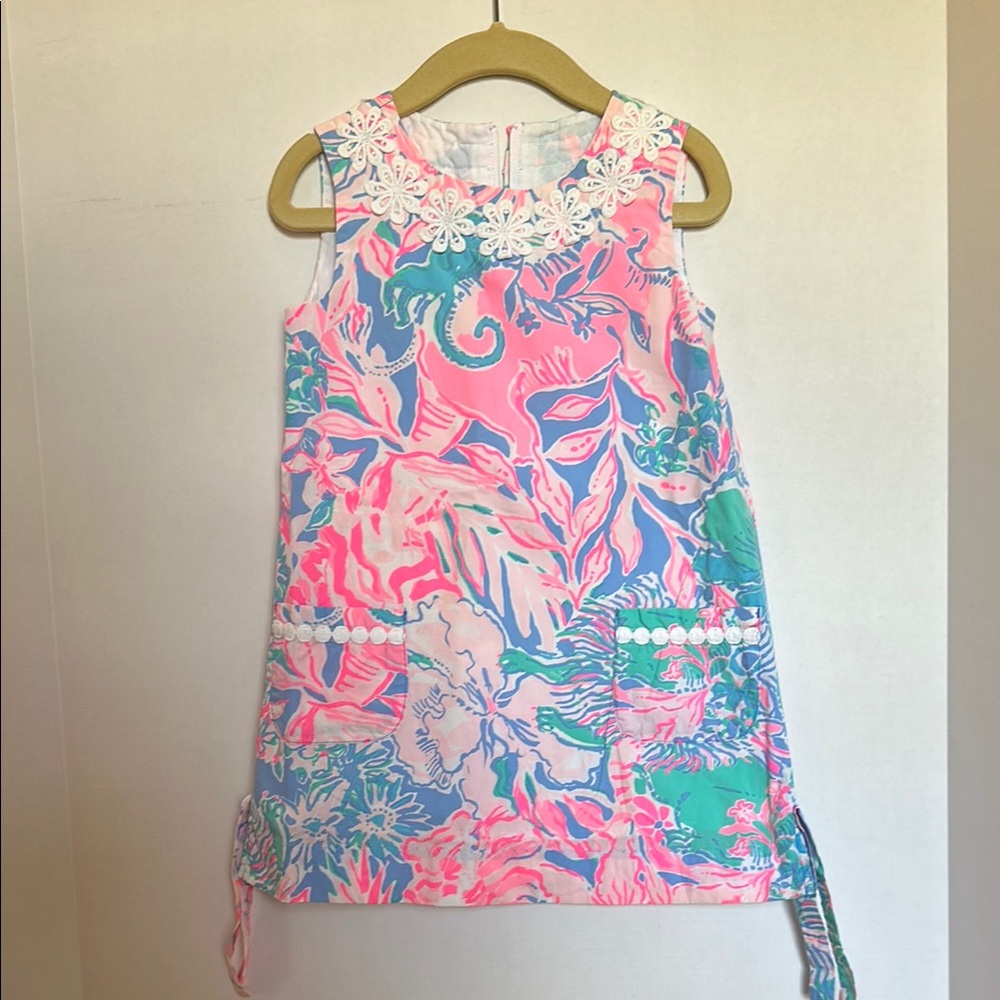 Lilly Pulitzer Floral Kids Dress in Pink and Blue